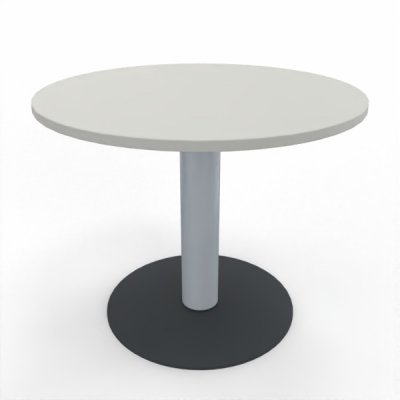 Konferenztisch Mega rund 90 cm mit Säulenfuß Tischplatte Weiß