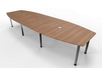 Konferenztisch Multi 400x130 cm Nussbaum-Chrom