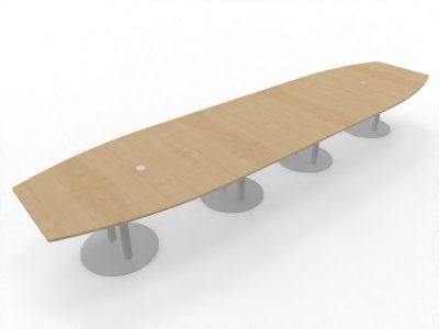 Großer Konferenztisch 520x130 cm mit 4teiliger Tischplatte Tellerfüße silberfarben Dekor Ahorn