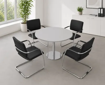 Runder Konferenztisch Durchmesser 100 cm mit 4 Stühlen