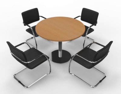 Konferenztisch rund mit 4 Stühle Buche