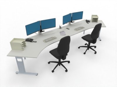 Doppelarbeitsplatz GC2 Leitstellentisch 433 cm breit Weiß Anwendungsbeispiel