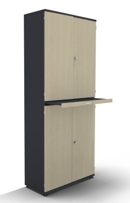 Modulschrank TEN 100 cm mit Auszugsplatte onyxgrau-Ahorn