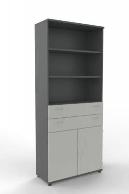 Modulschrank TEN 100 cm breit 6 Ordnerhöhen Onyxgrau-Weiß
