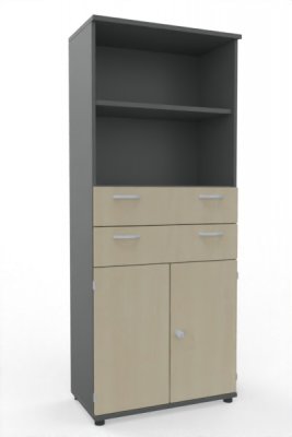 Modulschrank TEN 80 cm breit 5 Ordnerhöhen Onyx Ahorn