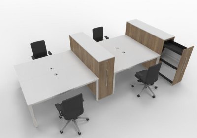 4er Teamarbeitsplatz PM1 mit Hochcontainern