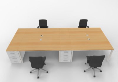 Teamarbeitsplatz PM4 für 4 Personen Buche-Weiß
