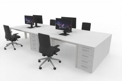 Teamarbeitsplatz PM4 für 4 Personen Weiß