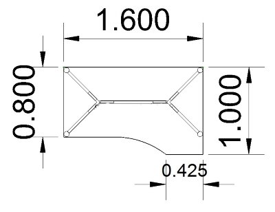 PC-Schreibtisch rechte Seite 100 cm Stellfläche