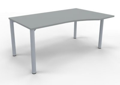 PC-Schreibtisch 160 cm rechts Gestell silber Lichtgrau