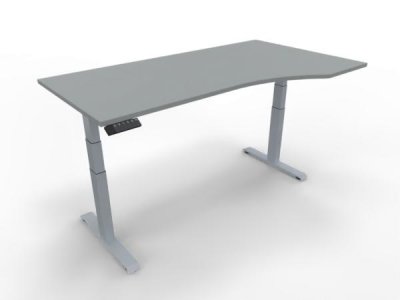 PC-Schreibtisch GP11 rechte Seite 100 cm tief Tischplatte Lichtgrau Gestell Silber