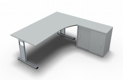 PC-Schreibtisch rechts Anstellschrank lichtgrau