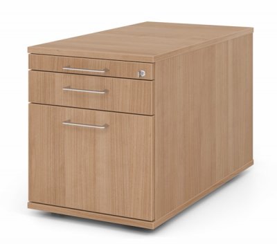 Rollcontainer Multi 80 cm tief mit Hängeregister Dekor Nussbaum Bügelgriffe
