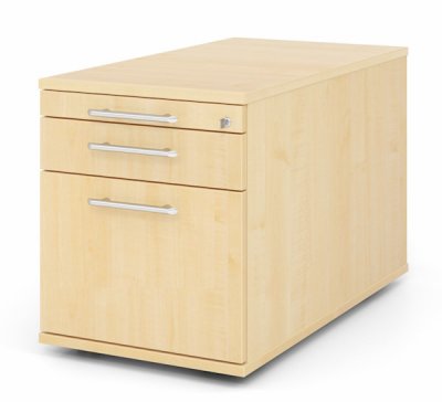 Rollcontainer Multi 80 cm tief mit Hängeregisterauszug Dekor Ahorn Relinggriffe