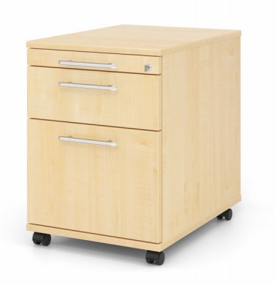 Rollcontainer Multi mit Hängeregisterauszug Dekor Ahorn Relinggriffe