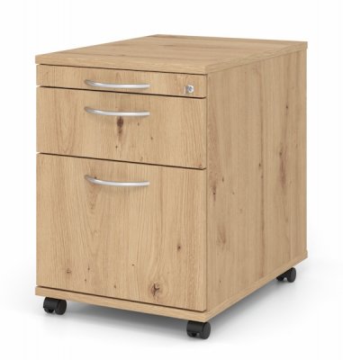 Rollcontainer Multi mit Hängeregisterauszug Dekor Asteiche Bogengriffe