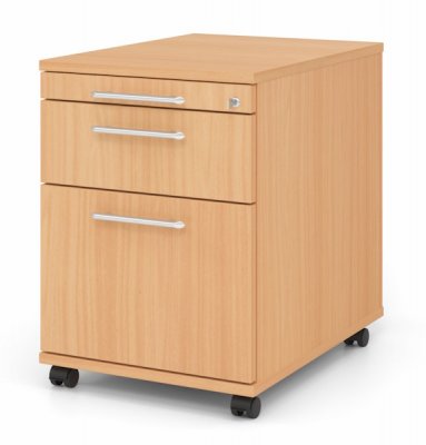 Rollcontainer Multi mit Hängeregisterauszug Dekor Buche Relinggriffe