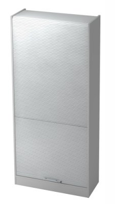Rollladenschrank Klassik 5 Ordnerhöhen breit Lichtgrau/Silber