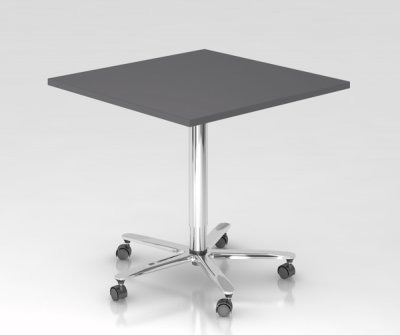 Säulenhubtisch 80x80cm Säule verchromt Dekor Grafit