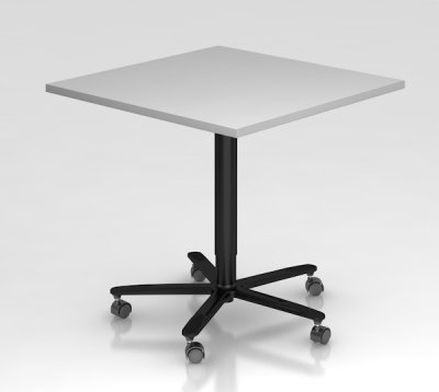 Säulenhubtisch 80 x 80 x 72 bis 114 cm Säule schwarz Dekor Lichtgrau