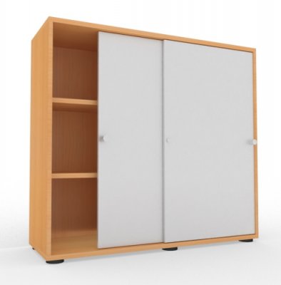 Schiebetürenschrank Master 3 Ordnerhöhen Buche/Silber