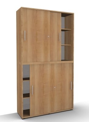 Schiebetürenschrank Multi 2teilig 6 Ordnerhöhen Nussbaum