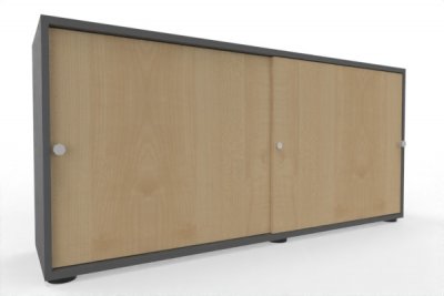 Schiebetürenschrank Master 160 cm breit 2 Ordnerhöhen Korpus Grafit Türen Ahorn