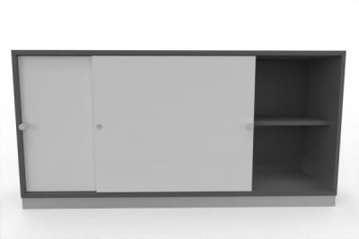 Schiebetürenschrank Master 160 cm breit 2 Ordnerhöhen mit Sockel Korpus Grafit Türen Weiß