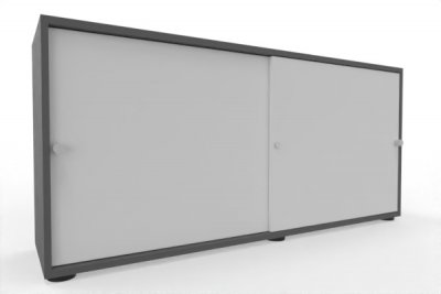 Schiebetürenschrank Master 160 cm breit 2 Ordnerhöhen Korpus Grafit Türen Weiß