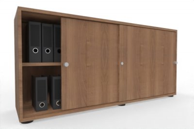Schiebetürenschrank Master 160 cm breit 2 Ordnerhöhen Dekor Nussbaum