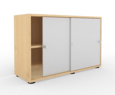 Schiebetürenschrank Master 2 Ordnerhöhen Ahorn/Silber