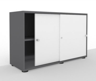 Schiebetürenschrank Master 2 Ordnerhöhen Grafit/Weiß