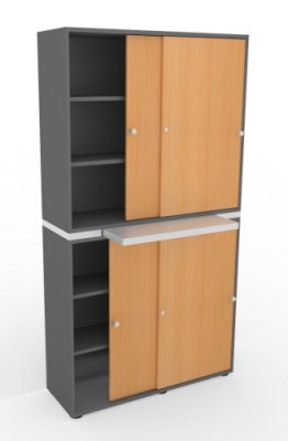 Schiebetürenschrank Master 2teilig mit Auszugsboden Grafit/Buche