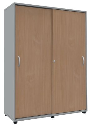 Schiebetürenschrank TEN 4 Ordnerhöhen, 120 cm breit Lichtgrau/Buche