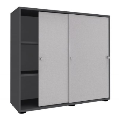 Schiebetürenschrank Master 3 Ordnerhöhen Graphit/silber