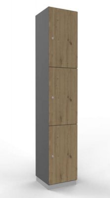 Schießfachschrank 3 Fächer 220 cm hoch Metallsockel Grafit Asteiche