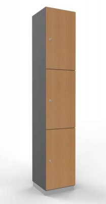 Schießfachschrank 3 Fächer 220 cm hoch Metallsockel Grafit Buche