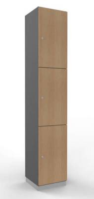 Schießfachschrank 3 Fächer 220 cm hoch Metallsockel Grafit Eiche