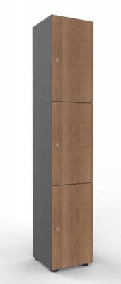 Schließfachschrank 215,6 cm hoch mit 3 Fächern Grafit Nussbaum