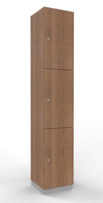 Schießfachschrank 3 Fächer 220 cm hoch Metallsockel Nussbaum