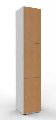 Schließfachschrank 215,6 cm hoch mit 3 Fächern Weiss Buche