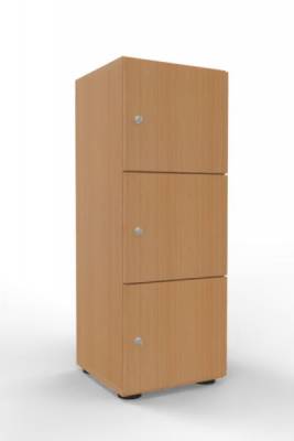 Schließfachschrank 110 cm hoch 3 Fächer Buche