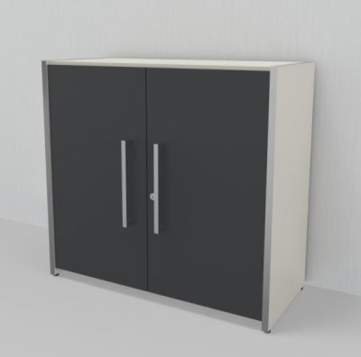 Schrank KM 2 Ordnerhöhen Weiss-Anthrazit