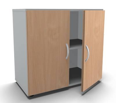 Aktenschrank Mega 2 OH Lichtgrau Buche