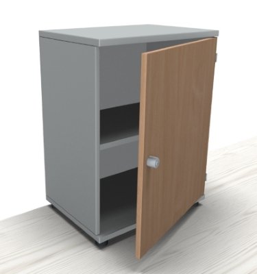Aktenschrank TEN 2 Ordnerhöhen 60 cm Schloss links Lichtgrau Buche