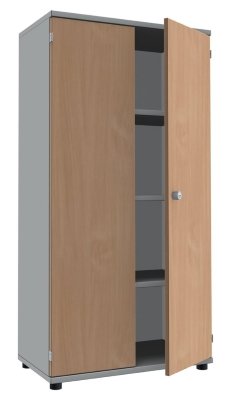 Aktenschrank TEN 4 Ordnerhöhen, 80 cm breit Lichtgrau/Buche