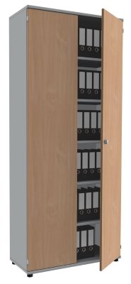 Aktenschrank TEN 6 Ordnerhöhen, 100 cm breit Lichtgrau/Buche