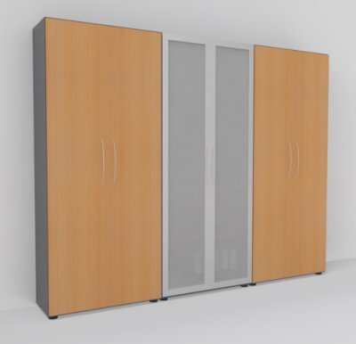 Büro Schrankwand Basis K1 Grafit-Buche