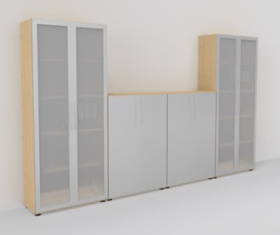 Schrankreihe Basis K3 Ahorn-Silber