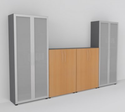 Schrankreihe Basis K3 Grafit-Buche